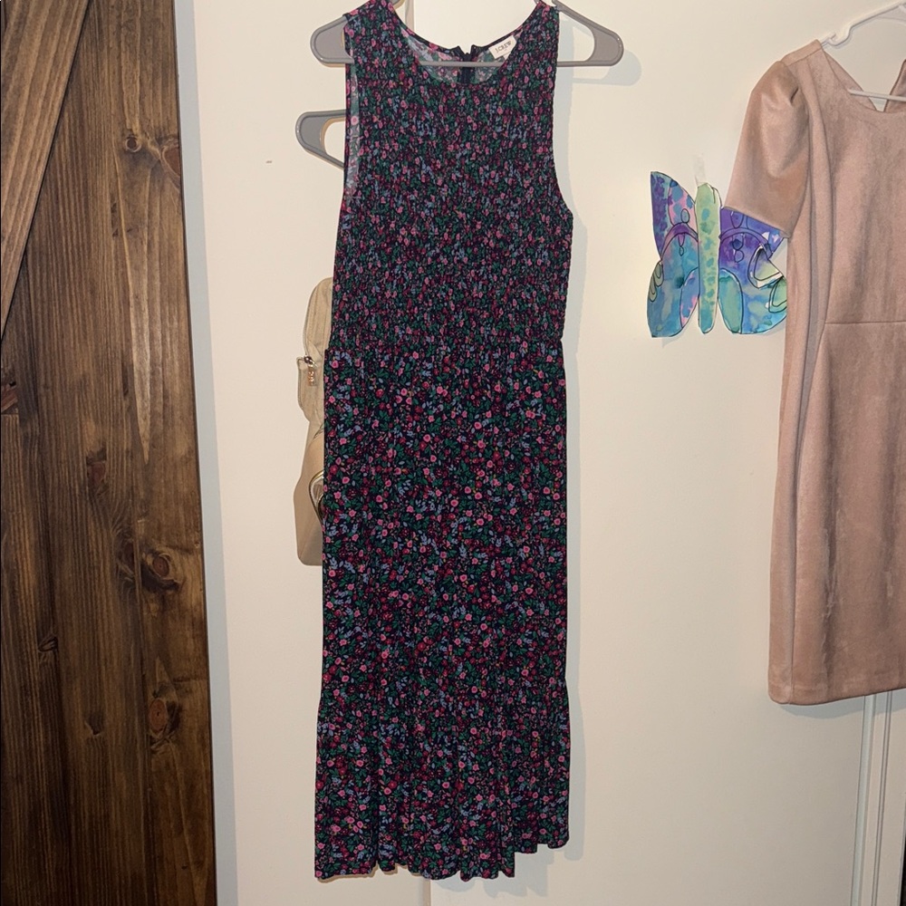 J. Crew Black and Pink Floral Maxi Dress